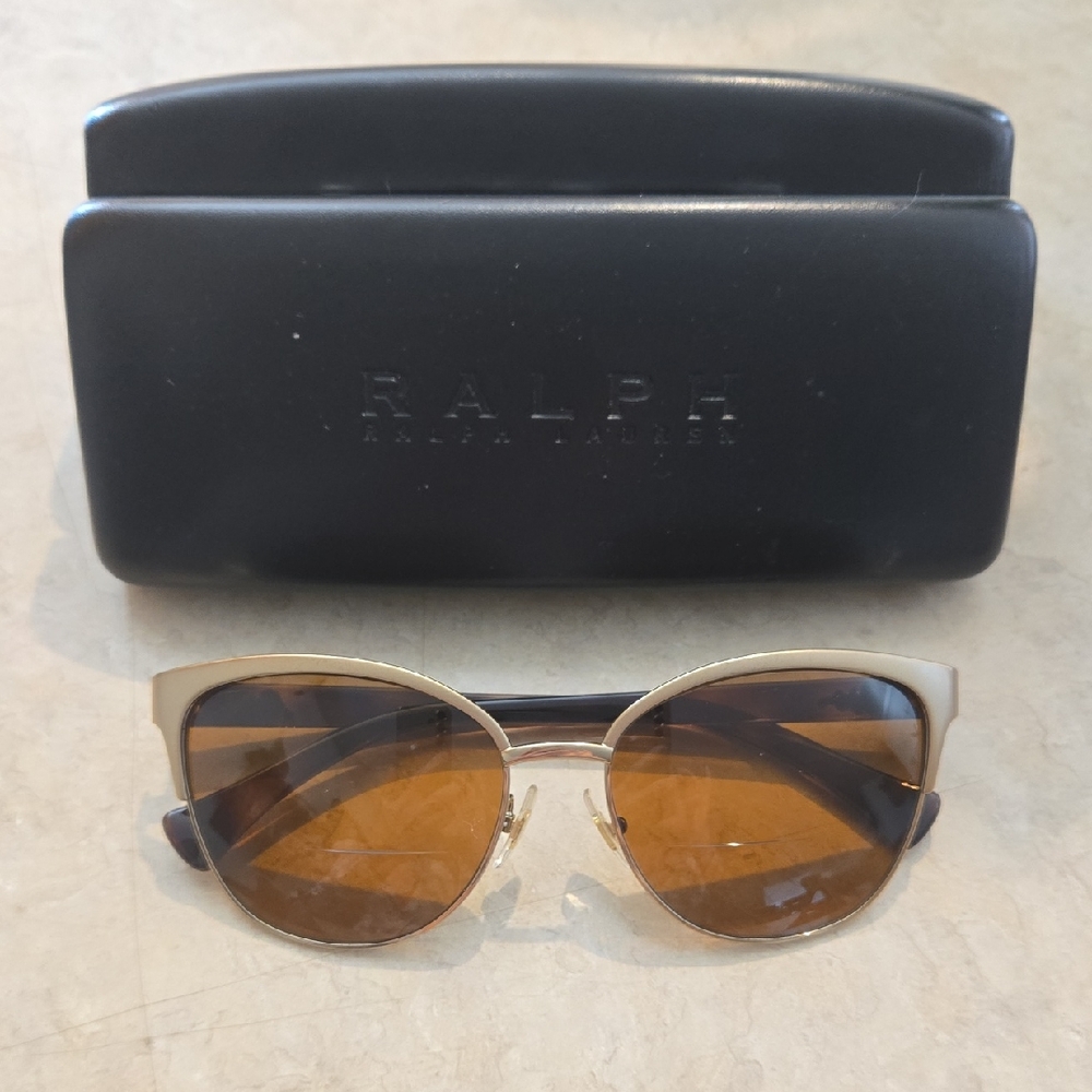 Ralph Lauren Gold Frame Sunglasses with Brown Lenses